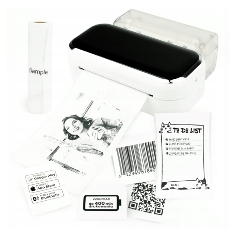 Přenosná mini fototiskárna Phomemo M03 bílá pro samolepící etikety
