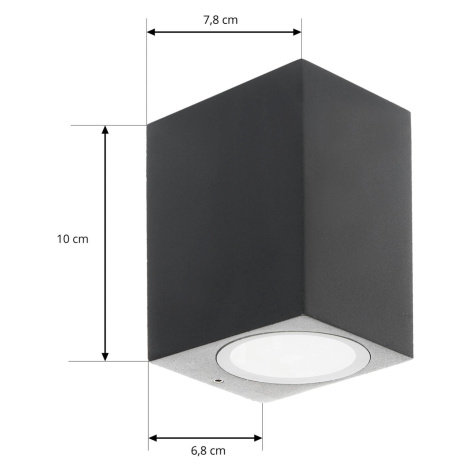 PRIOS Venkovní nástěnné svítidlo Prios Tetje, černé, hranaté, 10 cm, sada 4 kusů