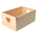 Přírodní dřevěný box se srdíčky 30 x 20 x 13 cm