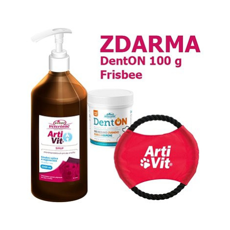 Vitar Veterinae Artivit sirup 1000 ml + DentOn 100 g + frisbee hračka pro psy Vitar Veteriane