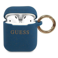 Guess GUACCSILGLBL pouzdro na AirPods 2. Generace / 1. Generace blue Silicone Glitter