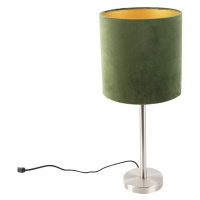 Stolní lampa ocel se zeleným odstínem 25 cm - Simplo