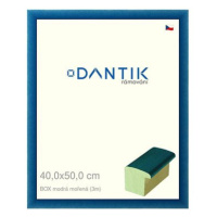 DANTIK rámeček 40 × 50, BOX modrý mořený plexi čiré