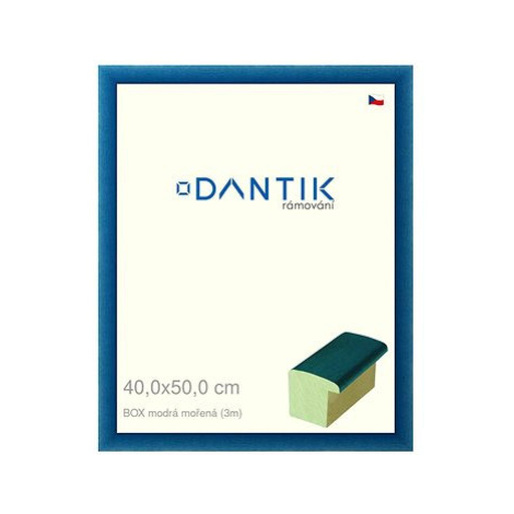 DANTIK rámeček 40 × 50, BOX modrý mořený plexi čiré