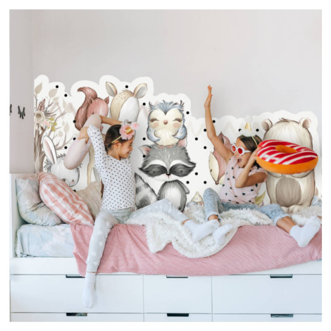 Samolepky na zeď dětské - Lesní zvířátka jako zástěna za postel INSPIO