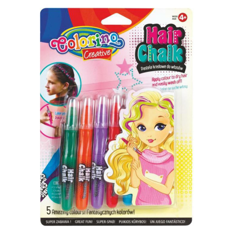 Colorino barevné křídy na vlasy, pastelové, v násadce, 5 barev