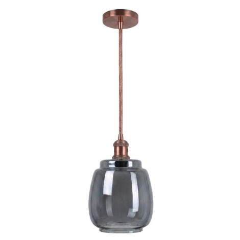 Brilagi-LED Lustr na lanku RETRO GLASS 1xE27/60W/230V pr. 26 cm měděná/kouř šedá NSTK7417+AI0179