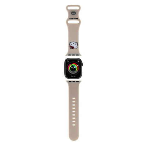 Hodinky Hello Kitty Liquid Silicone Kitty Head Logo řemínek pro Apple Watch 38/40mm Beige