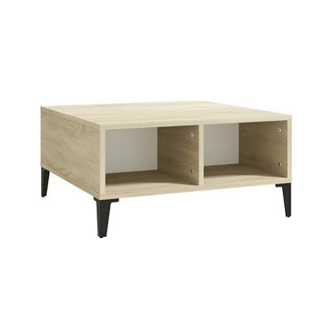 SHUMEE Konferenční stolek bílý a dub sonoma 60 × 60 × 30 cm dřevotříska, 805991