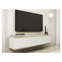 Závěsná TV skříňka Orfeo, 135 cm, bílá struktura/zlatá