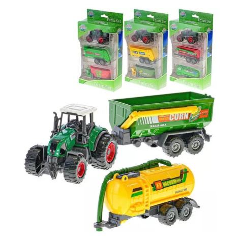 Traktor 9cm set se 2 vlečkami 4 druhy