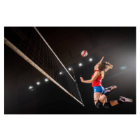 Fotografie Woman spiking volleyball, simonkr, 40x26.7 cm