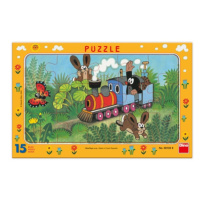 Puzzle Krtek a lokomotiva 15 dílků deskové DINO