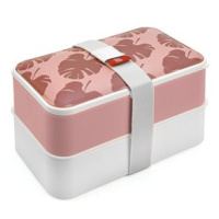 IRIS Barcelona Obědový Bento Box s příborem – růžová monstera