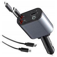 Nabíječka Automobilová Usb C Rychlá Quick Charge Zapalovač 120W 4V1 +kabel