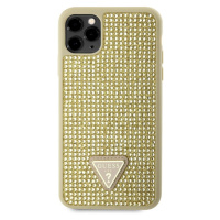 Guess Rhinestones Triangle Metal Logo kryt pro iPhone 11 Pro Max zlatý