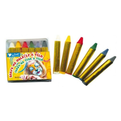 Barvy na obličej a tělo 6 ks v sáčku 6 x 7 cm karneval Teddies