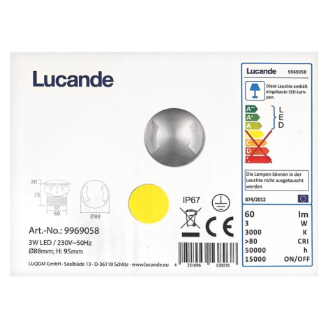 Lucande Lucande - LED Venkovní zápustné svítidlo HELENE LED/3W/230V IP67