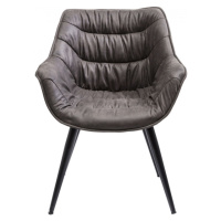 KARE Design Šedá čalouněná židle s područkami Thelma