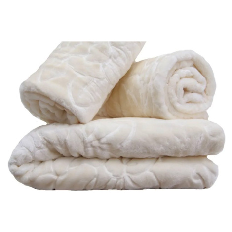 Sada přehozů na pohovku a křesla s reliéfním vzorem - krémová Šířka: 160 cm | Délka: 210 cm