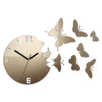 ModernClock 3D nalepovací hodiny Butterfly metallic tortora