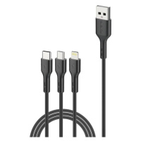 Kabel 3 v 1 z USB na USB-C / Lightning / Micro USB Foneng X36, 2,4 A, 2 m (černý)