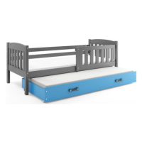 Dětská postel KUBUS s výsuvnou postelí 90x200 cm - grafit Modrá