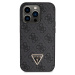 Guess PU 4G Strass Triangle Metal Logo Kryt + Crossbody Popruh iPhone 15 Pro Max černý