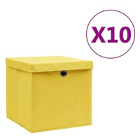 Shumee Úložné boxy s víky 28 × 28 × 28 cm, 10 ks, žluté