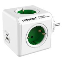 Cubenest Powercube Original USB PD 20W, A+C, 4x zásuvka, bílá/zelená - Schuko