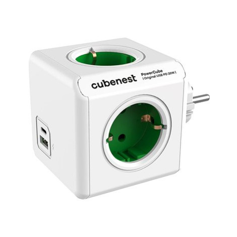 Cubenest Powercube Original USB PD 20W, A+C, 4x zásuvka, bílá/zelená - Schuko