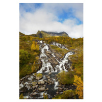 Fotografie Lofoten waterfall on Moskenesoya, Lofoten, Norway, miroslav_1, 26.7 × 40 cm