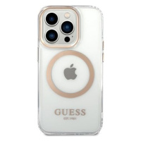 Guess Transparent MagSafe Kompatibilní Zadní Kryt pro iPhone 14 Pro Max Gold