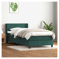 vidaXL Box spring postel s matrací tmavě zelená 90x220 cm samet