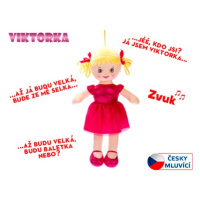 MIKRO TRADING - Panenka Viktorka hadrová 32cm česky mluvící na baterie tmavě růžová 0m+ v sáčku