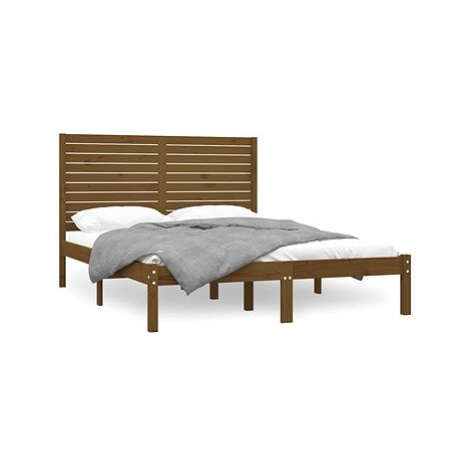Rám postele medově hnědý masivní dřevo 120 × 200 cm, 3104606 SHUMEE