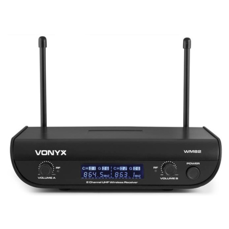 Vonyx WM82C Digital, 2-kanálový systém UHF bezdrátových mikrofonů, headset z ruční mikrofon, 50 