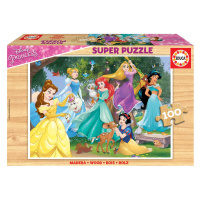 Educa dětské dřevěné puzzle Disney Princezny 100 dílů 17628
