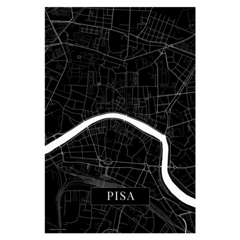 Mapa Pisa black, 26.7 × 40 cm