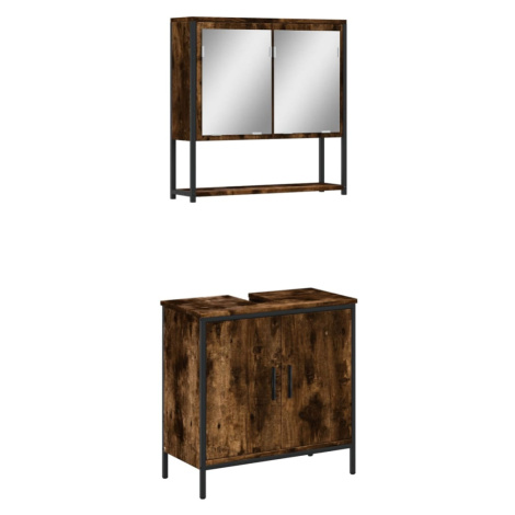 vidaXL 2dílný set koupelnového nábytku kouřový dub kompozitní dřevo