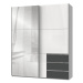 Šatní skříň ELIOT bílá/grafit, šířka 200 cm, zrcadlo