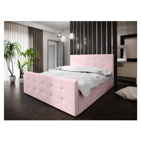 Boxspringová manželská postel VASILISA 1 - 160x200, růžová