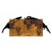Wallity Nástěnná dřevěná dekorace WORLD MAP hnědá/černá