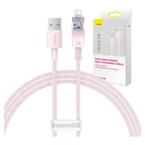 Baseus Rychlonabíjecí kabel Baseus USB-A na Lightning Explorer Series 1m, 2,4A (růžový)