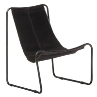 Relaxační židle černá pravá kůže , 323725