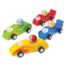 Bigjigs Toys Barevné dřevěné závodní auto 1ks