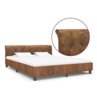 Rám postele hnědý umělá broušená kůže 160x200 cm