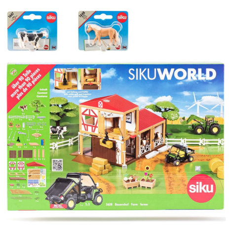 SIKU World 56084748 farma, 2 koně a 2 krávy