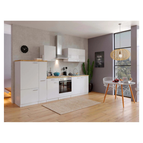 Respekta Kuchyně Malia bílá/ořech 300 cm - bez el. přístrojů