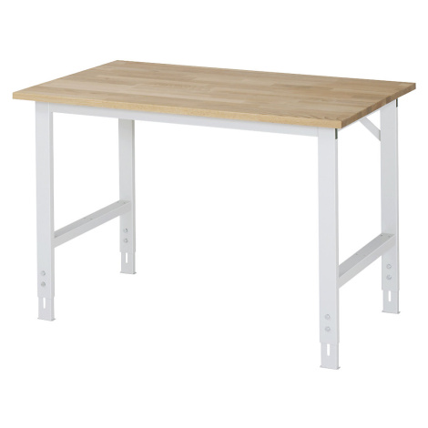 RAU Pracovní stůl, výškově přestavitelný, 760 - 1080 mm, masivní buková deska, š x h 1250 x 800 